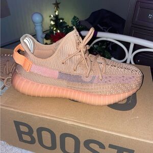 Men’s Tan and Pink Yeezy Boost Sneakers